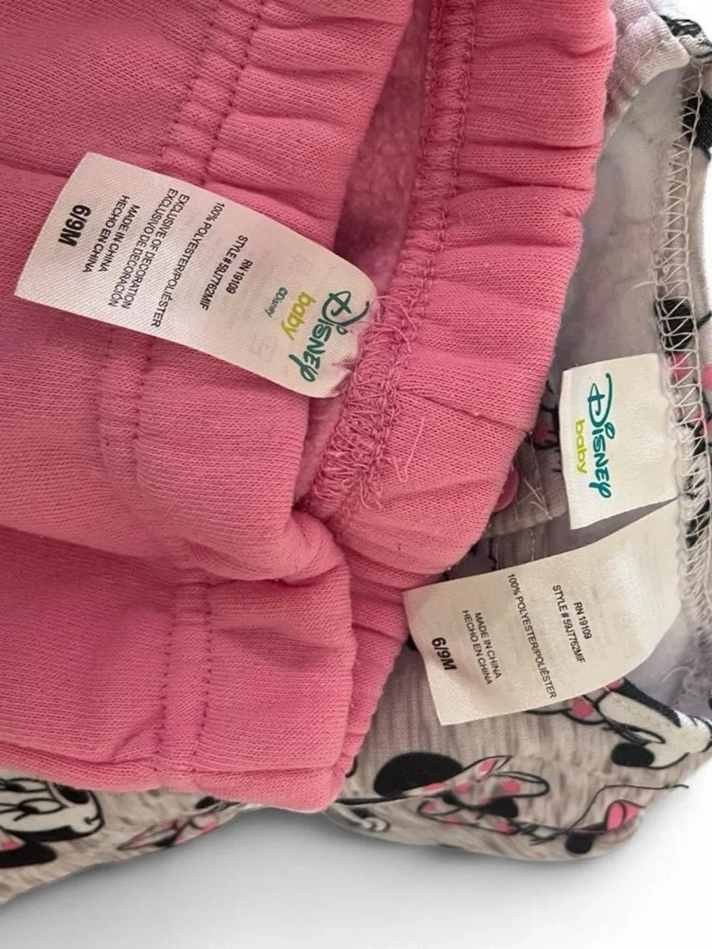6-9M Girl Disney Baby 2 Piece Minnie Mouse Cardigan Footed Sweatpants Baby Girl